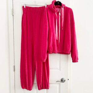 KHRISJOY Pink Velour Track Suit, size "0" -  Fits like Size Small